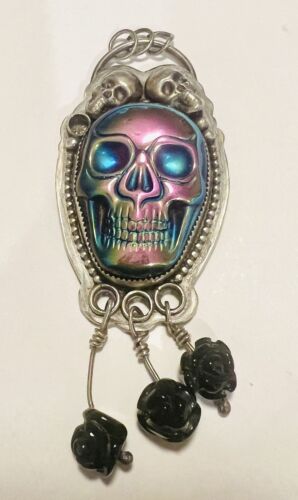 Vita H Sterling Silver Rainbow Hematite Skull And 