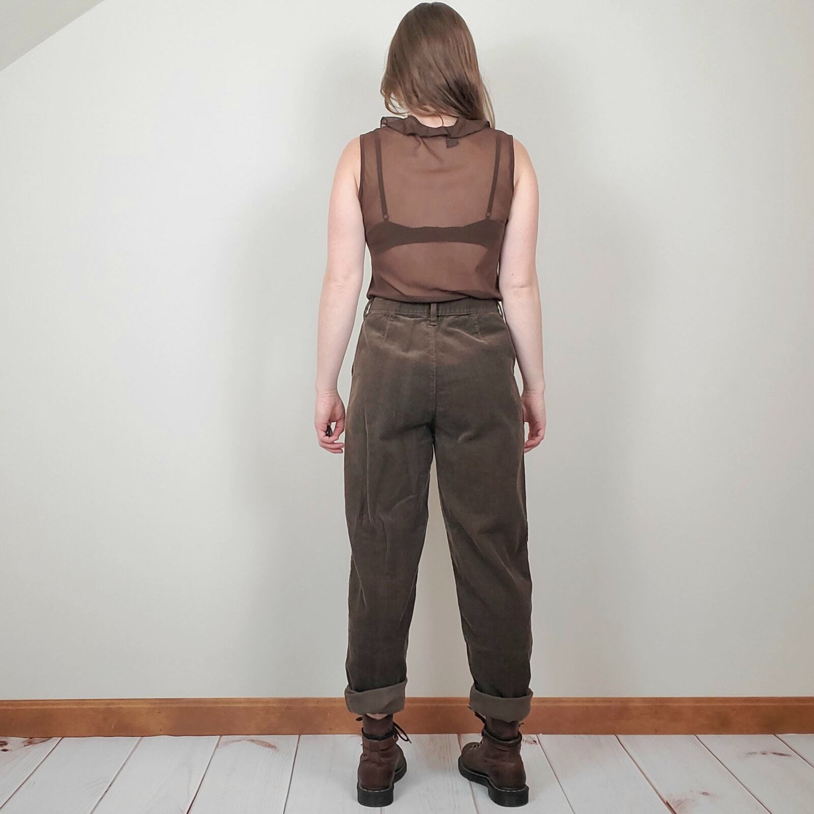 Vintage 90s Y2K Chocolate Brown Sheer Mesh Ruffle… - image 3