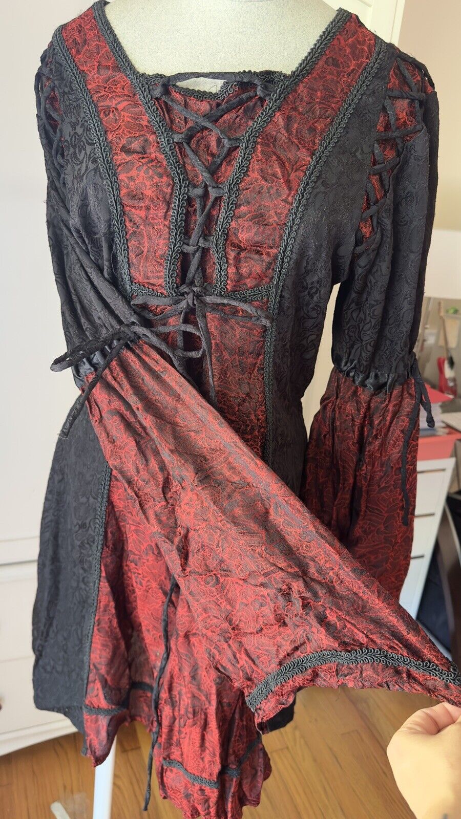 VTG 1990s Funhouse Renaissance Goth Dress- U.S Wo… - image 3