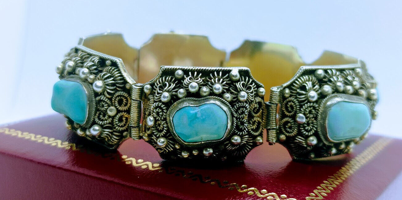 Vintage Chinese Export Silver Filigree SILVER and… - image 1