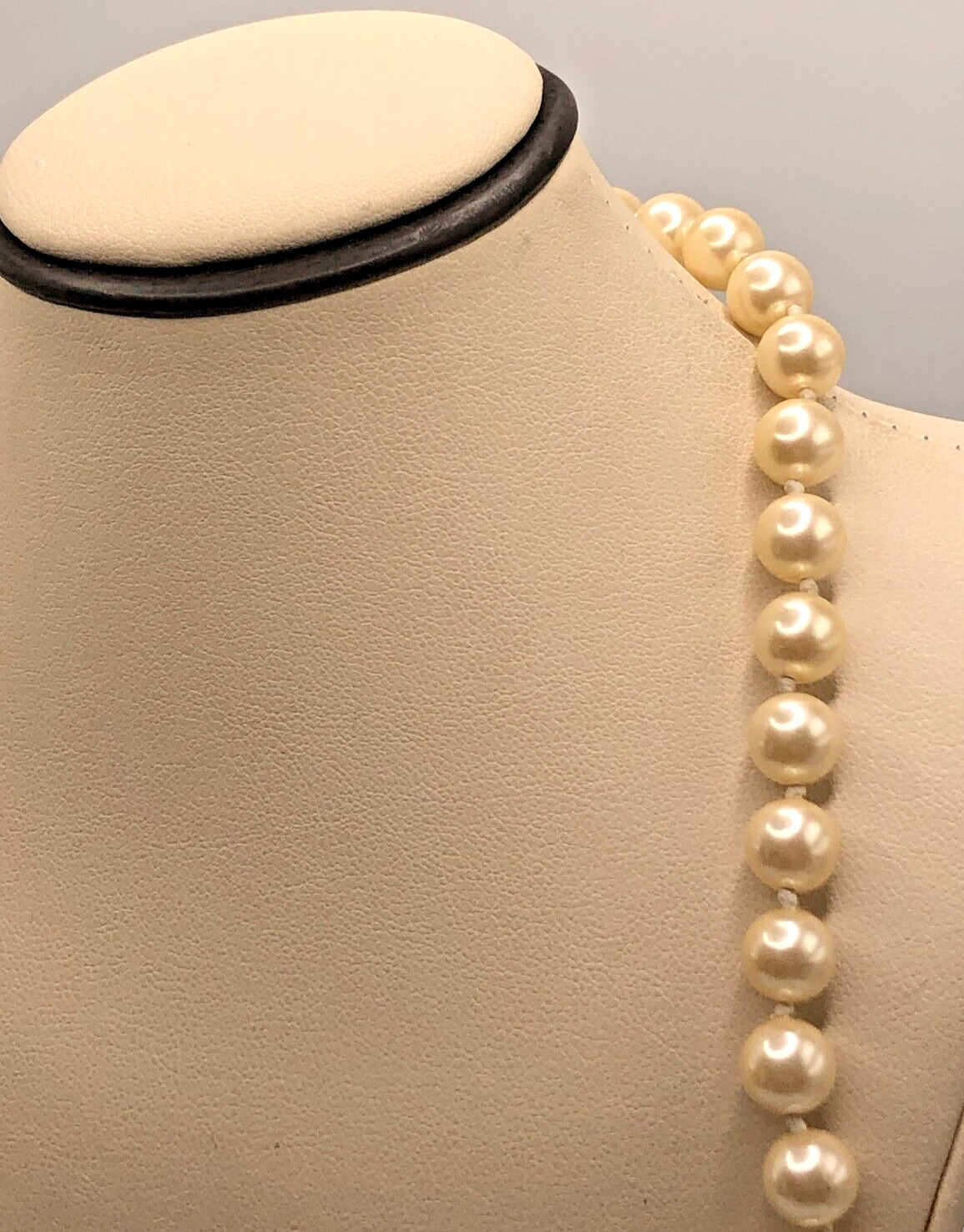 Gold Tone Faux Classic Pearl Necklace - image 2