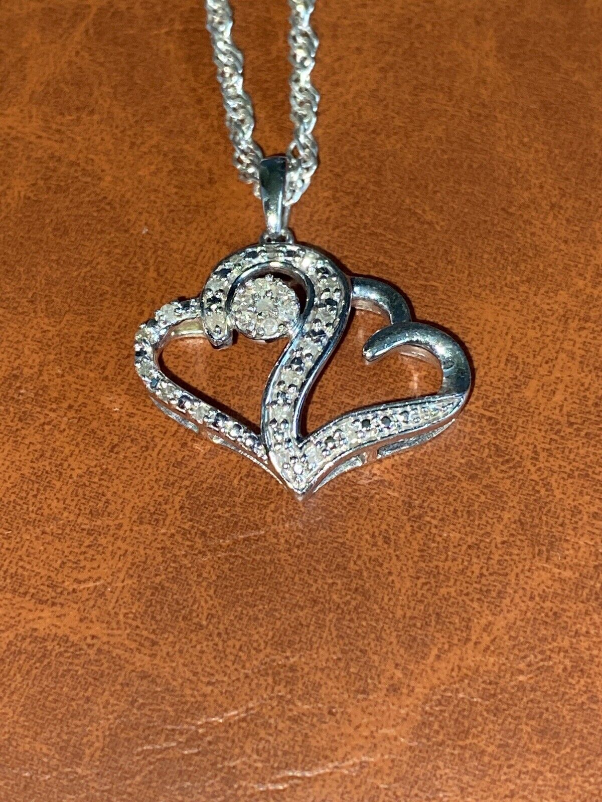 925 Sterling Silver Two Heart Pendant Necklace - image 2