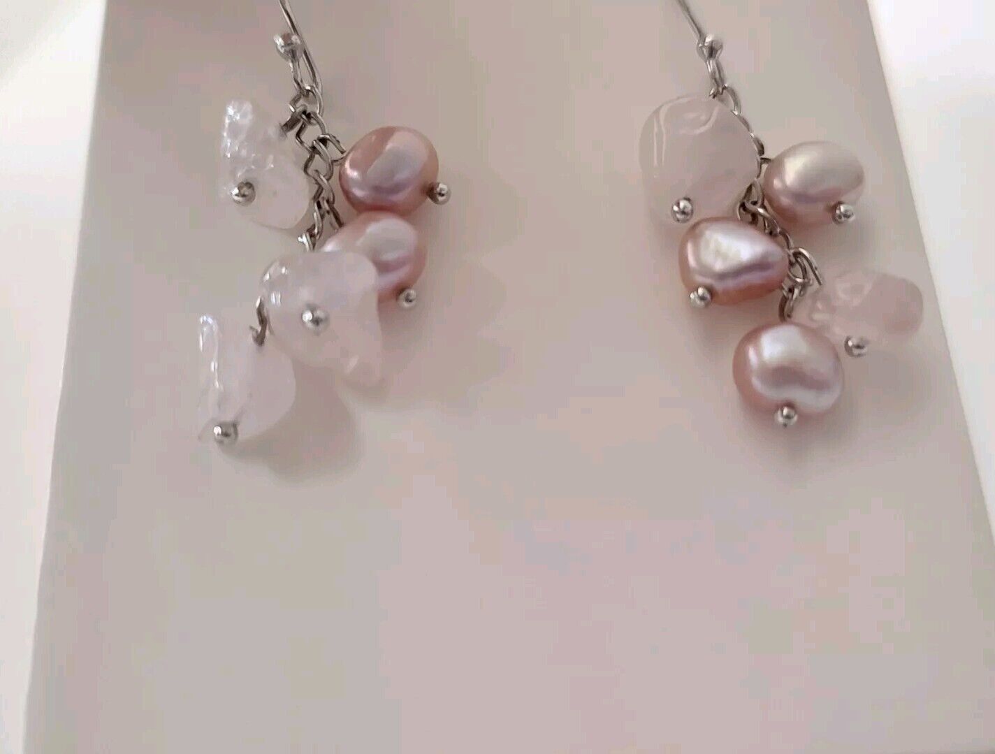 Sterling Silver Pink Freshwater Pearl/Rose Quartz… - image 4