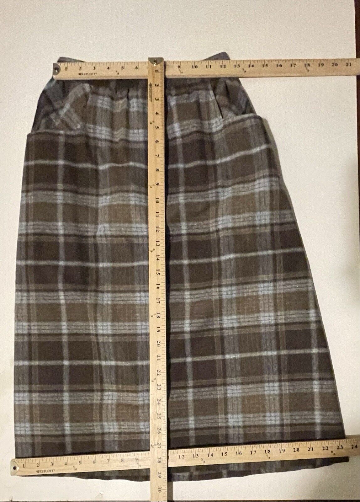 Vtg ILGWU Women's Wool Blend Pleated Plaid Midi S… - image 5