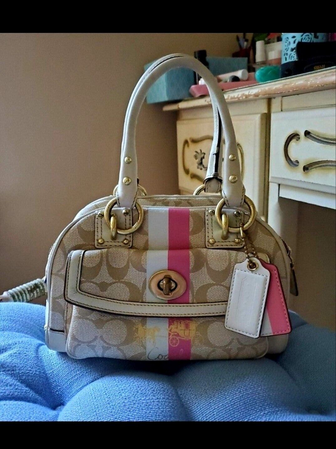 Pretty Pink and White Genuine Coach bag Barbie 90… - image 2