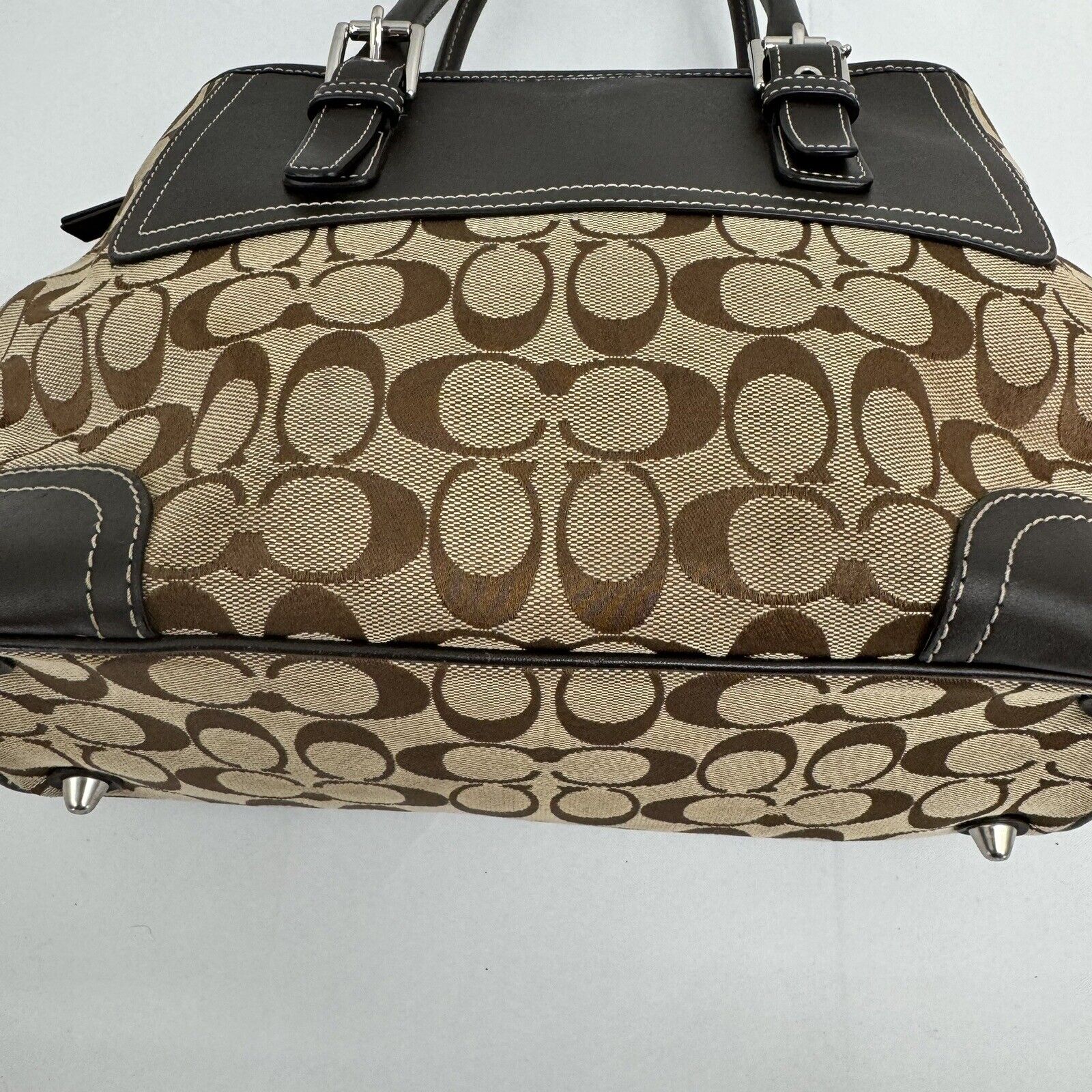 Coach Hampton Brown Khaki Signature Jacquard Leat… - image 6