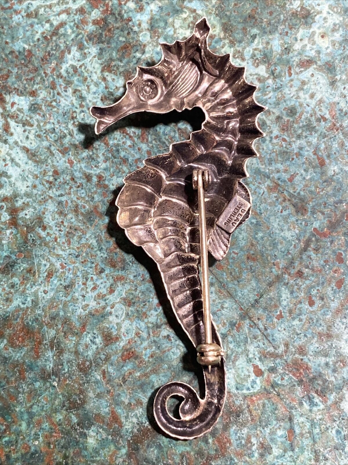 Vintage Beau Sterling Silver  Seahorse Pin Brooch… - image 4