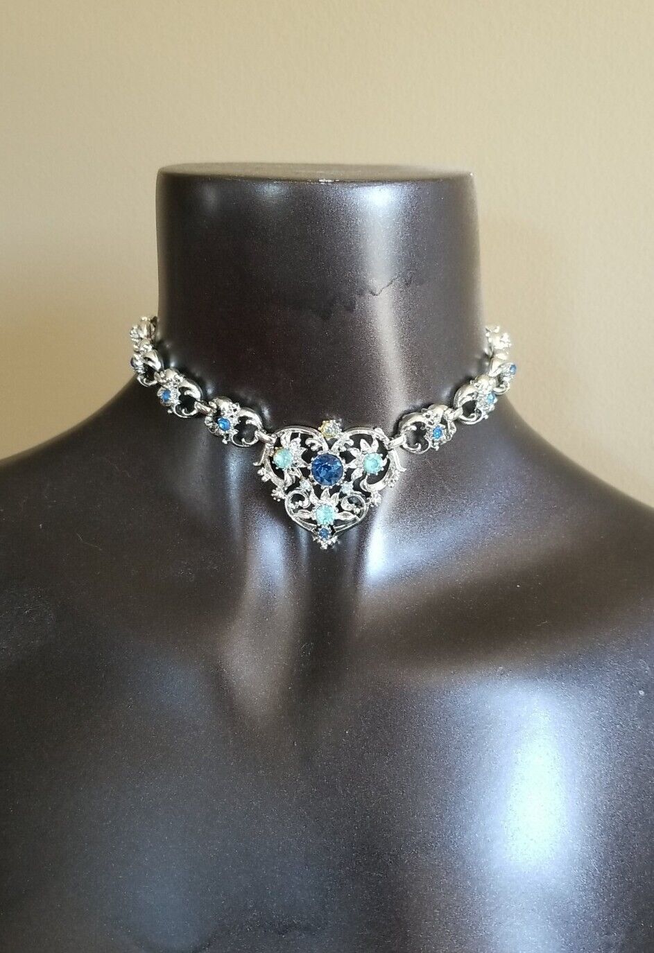 Signed Blue Aqua Crystal Cluster Necklace Coro Vi… - image 7