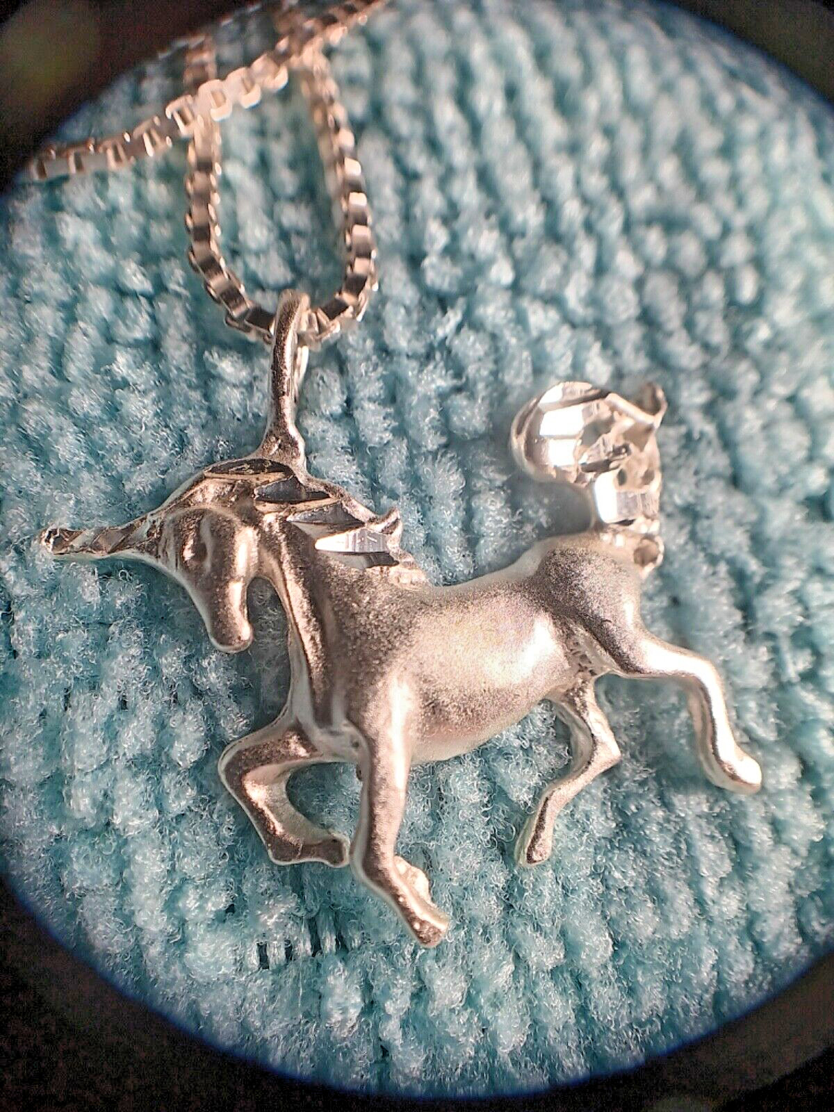 Vintage 925 Sterling Silver Unicorn Pendant - image 1