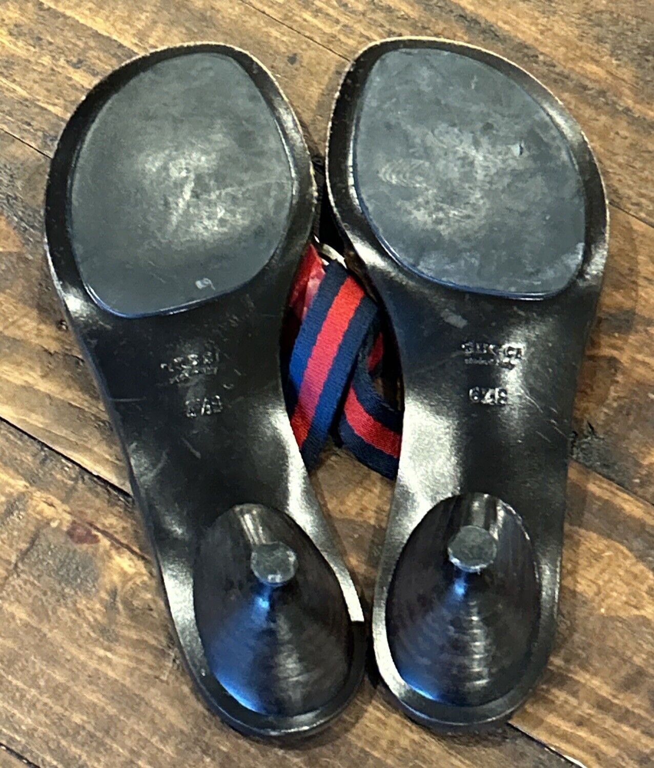 Gucci Double G Slide Black Sandals Size 6.5 Navy/… - image 5