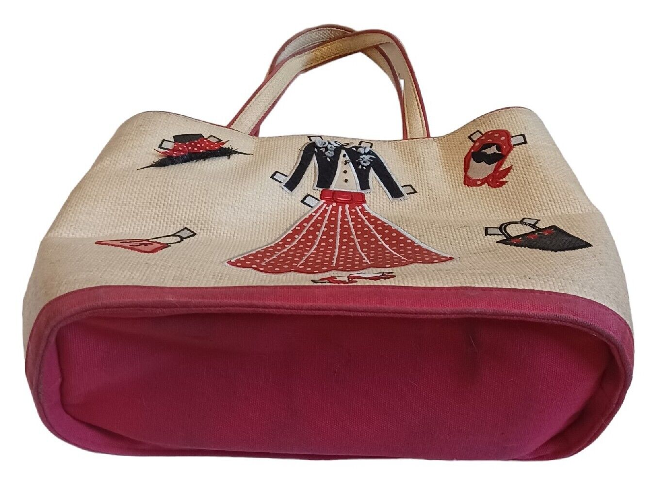 Lulu Guinness Paper Doll Raffia Jackie-O Tote Pre… - image 4