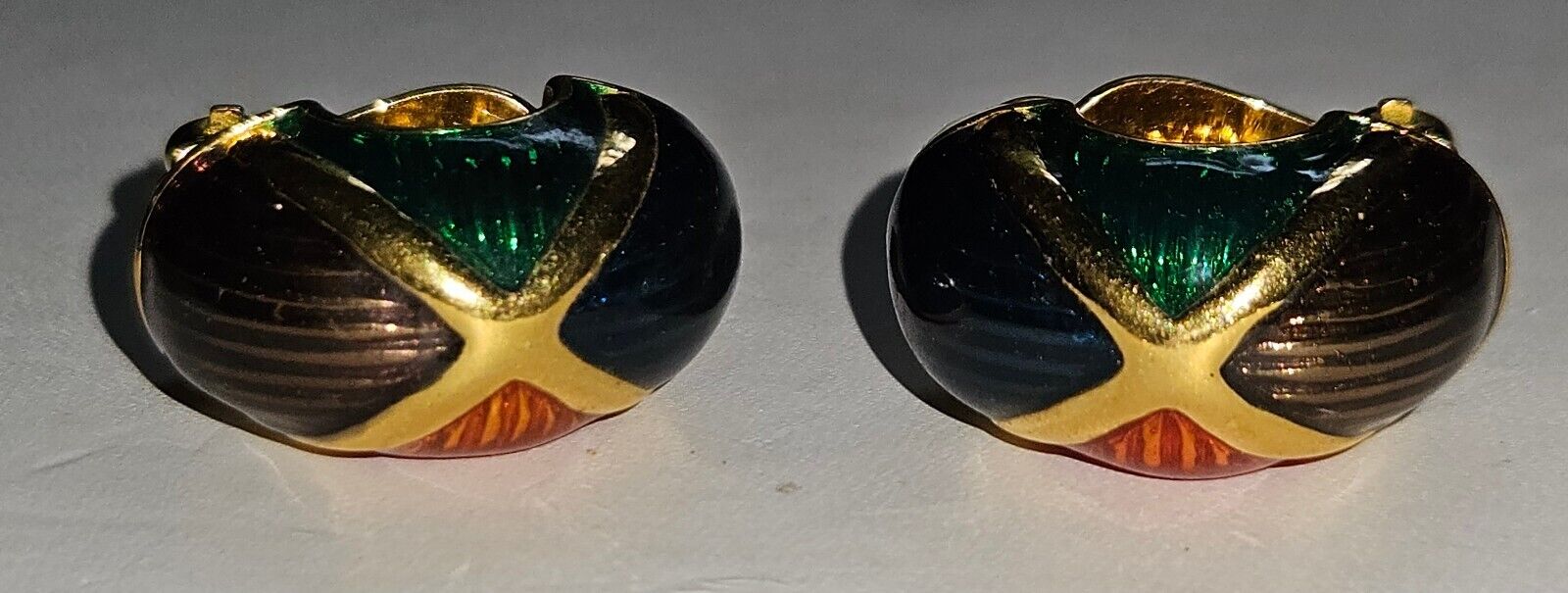 Vintage Joan Rivers Clip Earrings Multi-Color Ena… - image 9