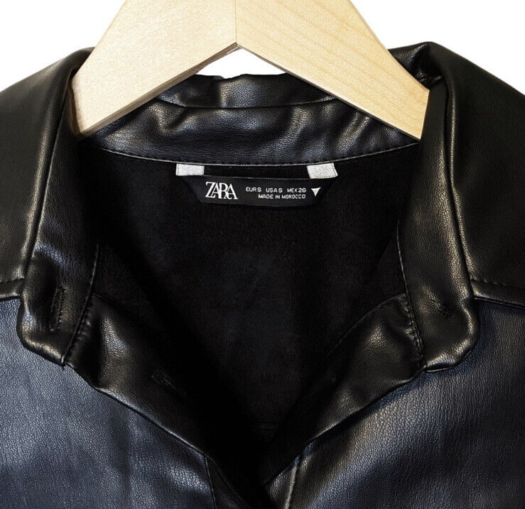 Zara Faux Leather Button Down Shirt Jacket Shacke… - image 5