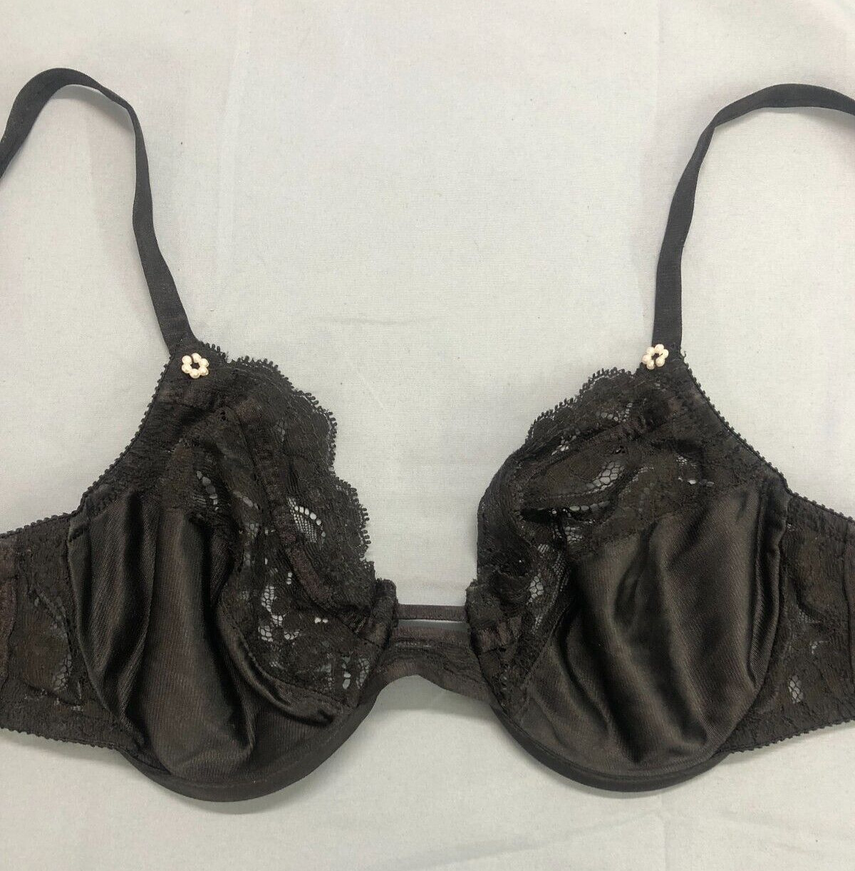 VTG CHRISTIAN DIOR INTIMATES Thin SATIN Black MES… - image 1