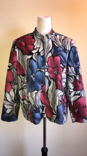 Alfred Dunner Red, Blue, and Gray Floral Blazer, 1