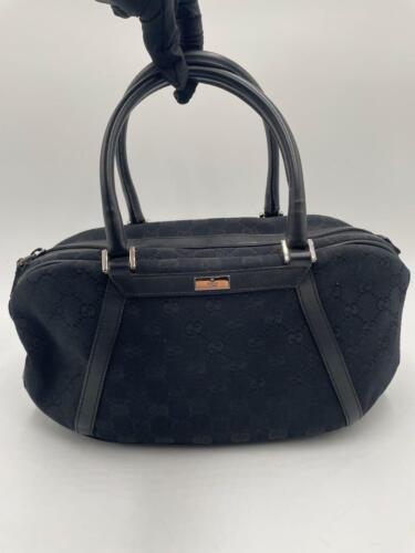 GUCCI Hand Bag GG Canvas Black From Japan 0043055K