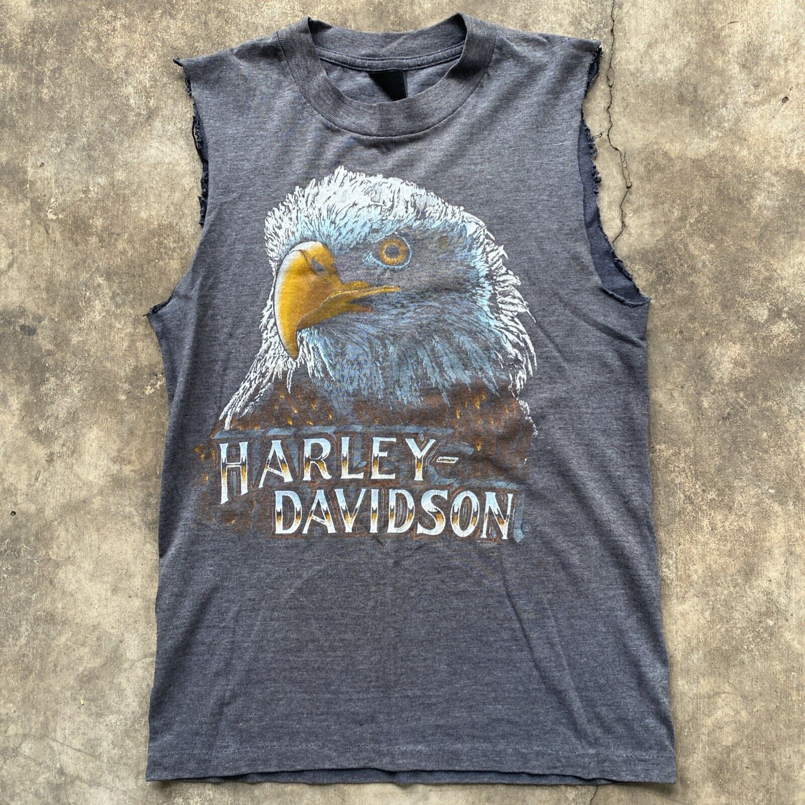 Vtg 80s 3D Emblem Harley Davidson Sleeveless Tshi… - image 3