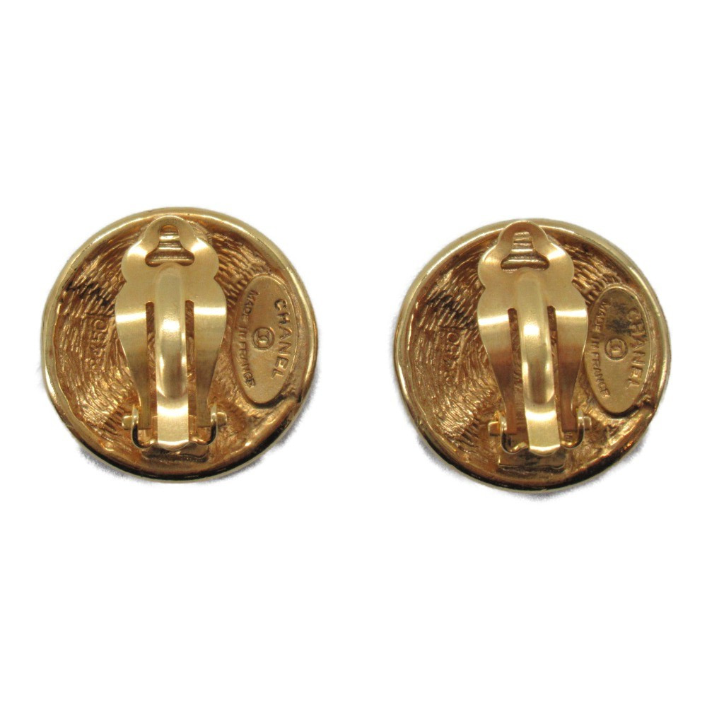 CHANEL clip Earring boucle doreilles round Gold P… - image 2