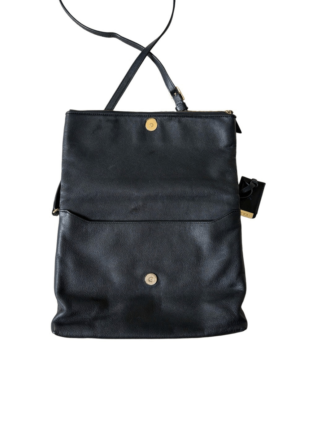 TUMI Leather Crossbody Bag Black Voyauger - image 4