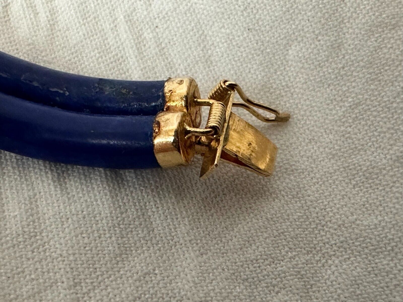 Vintage CHINESE 14K 585 Yellow GOLD & LAPIS Link … - image 8