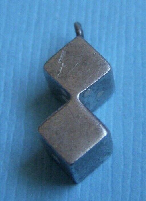 Vintage enamel dice white pips sterling charm - image 4