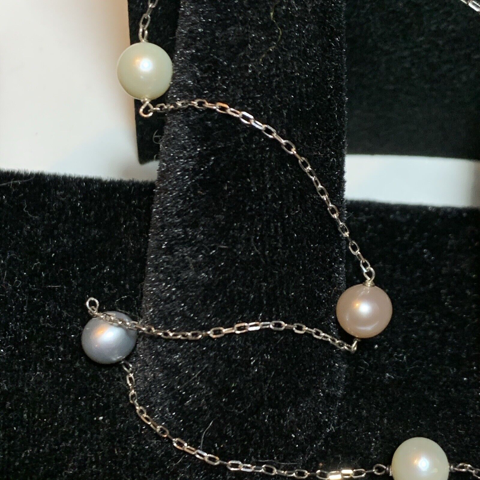 Vintage Sterling Silver & Faux Pearls Necklace 18… - image 7