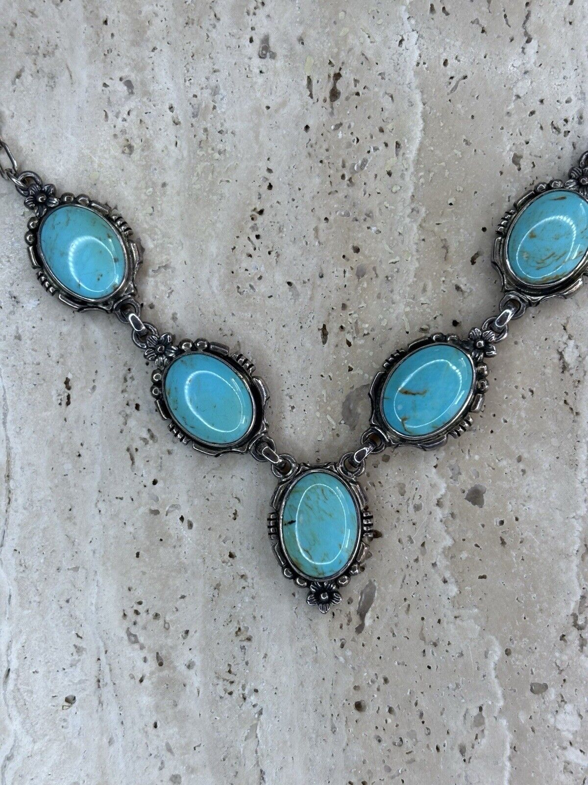 Carol Felley Necklace Turquoise Silver Vintage Na… - image 5