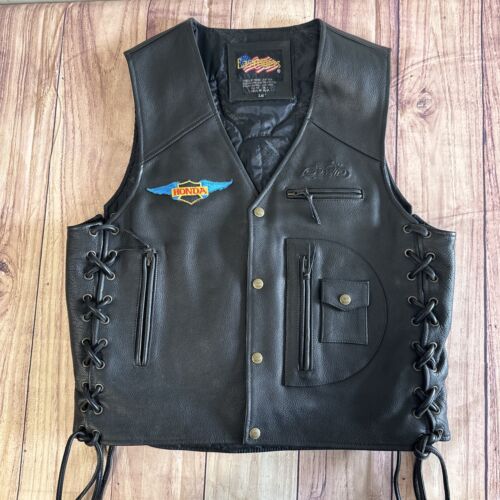 Vintage Easyriders Leather Vest Mens Black Biker C