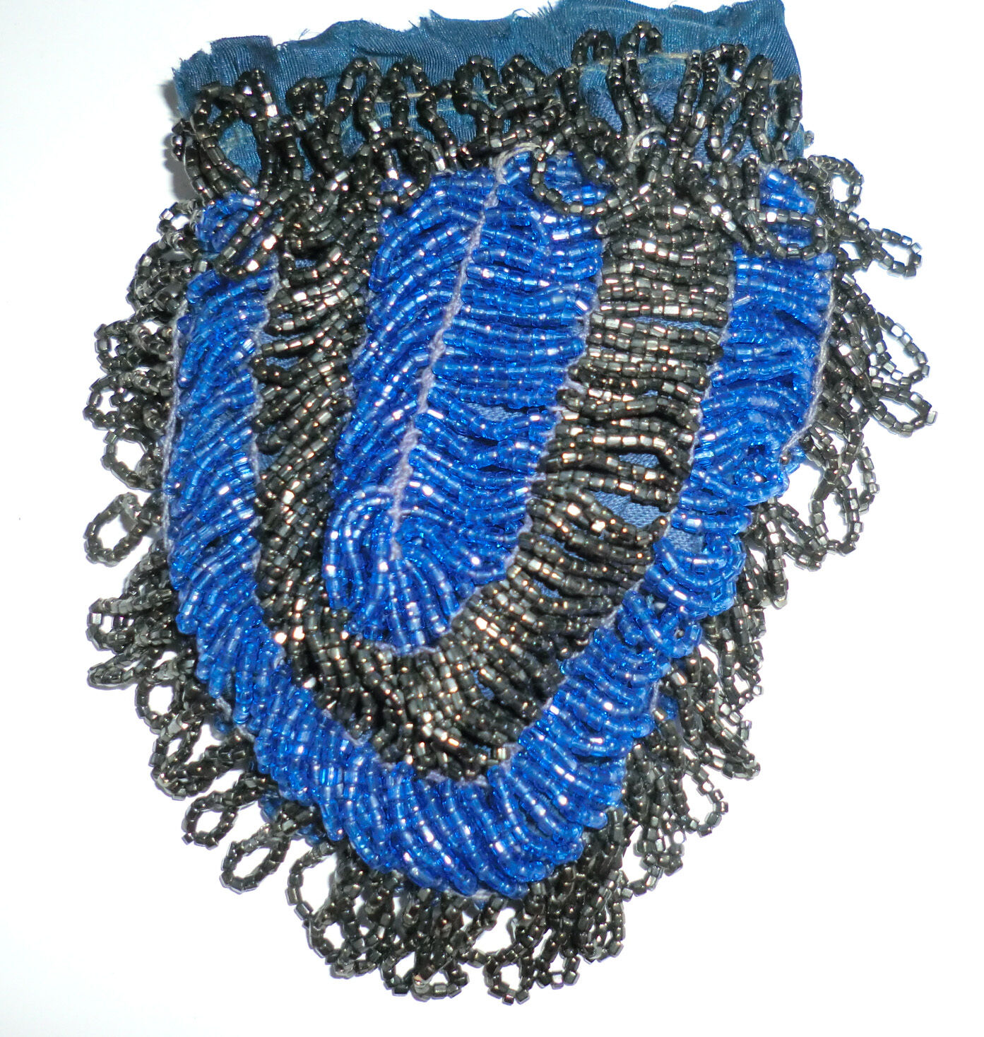 Antique Victorian Edwardian Beaded Bag Purse Blue… - image 5