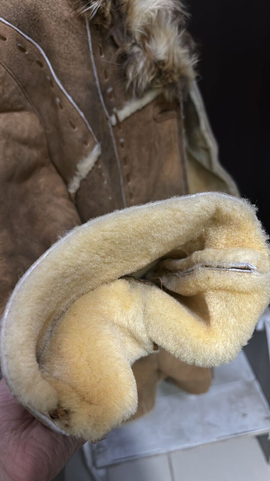 Shearling Genuine Leather Sheepskin Coat Used Wom… - image 8