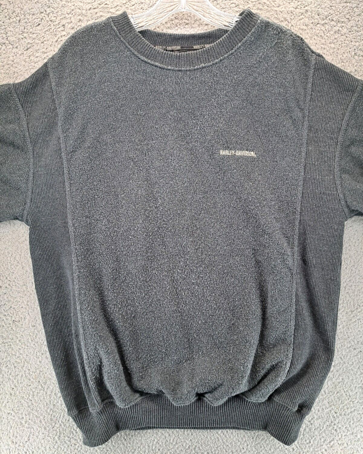 Harley Davidson Sweater Mens Large Gray Spell Out… - image 4