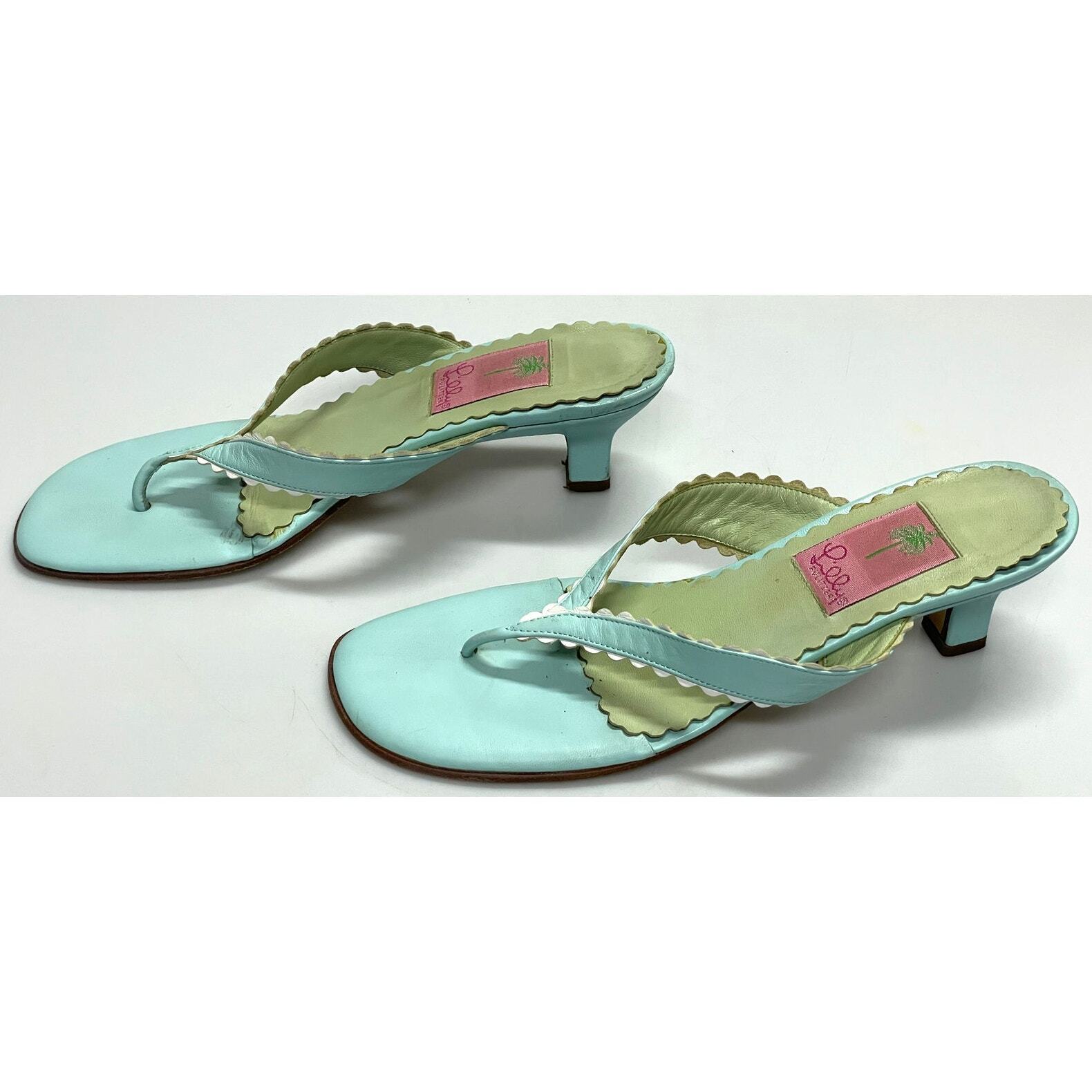 Lilly Pulitzer Blue & Green Kitten Heel Sandals W… - image 6