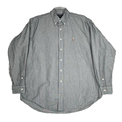 Ralph Lauren Shirt Mens Large Gray Check Plaid Bl… - image 1