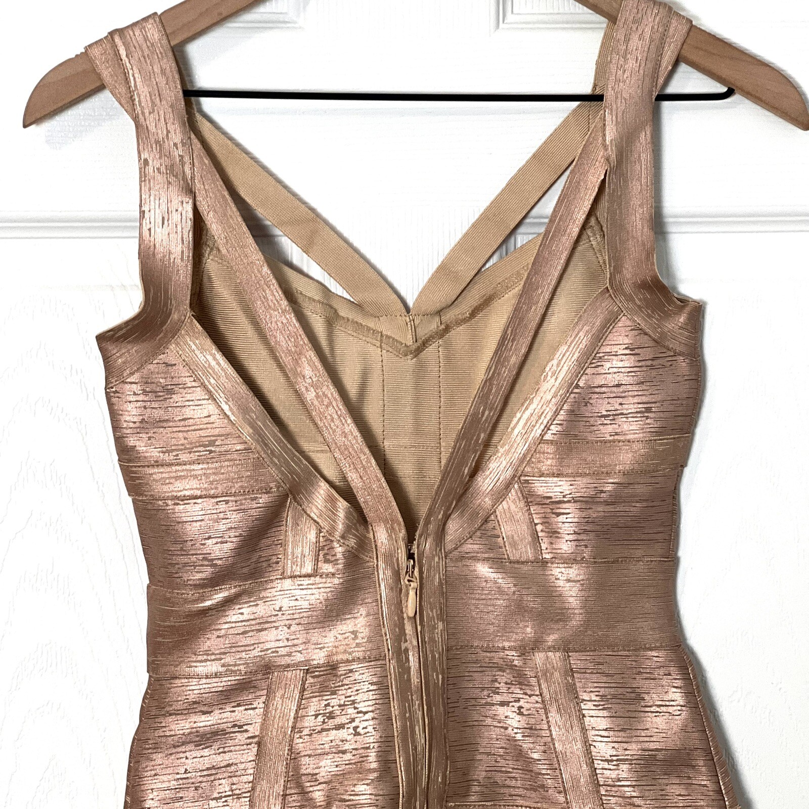 Rose Gold Bandage Bodycon Cocktail Dress - image 10