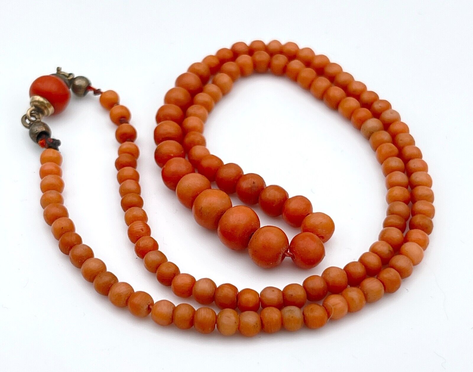 Antique Victorian Salmon Red Coral Graduated Bead… - image 4