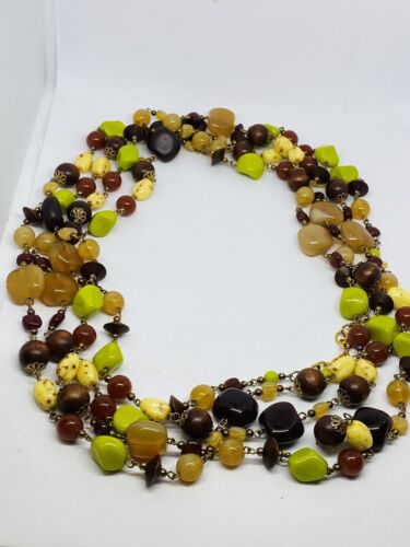 102 Inch Vintage Flapper Gemstone Beaded Necklace… - image 1