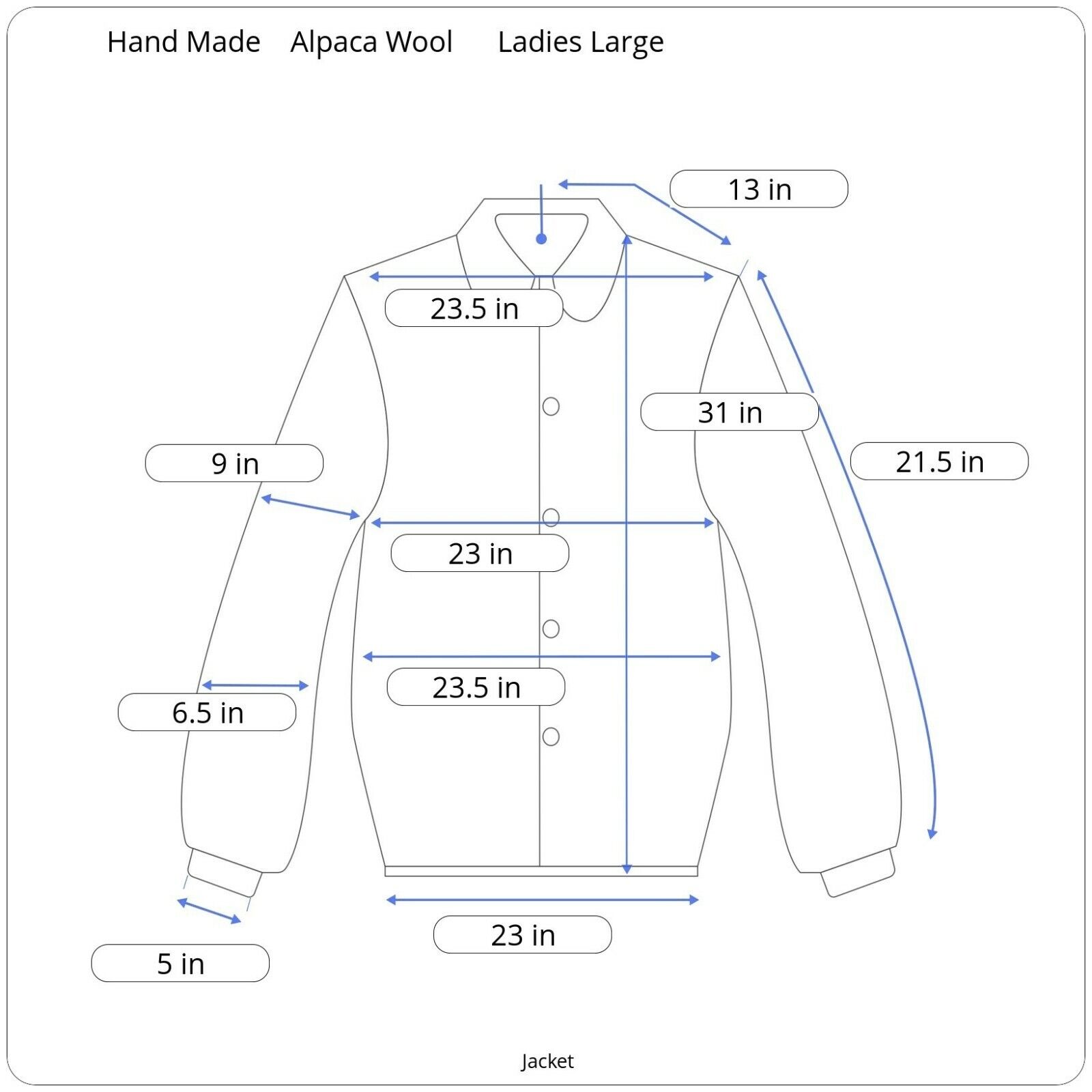 Handmade Alpaca Wool Blend Jacket Ladies Large Bu… - image 4