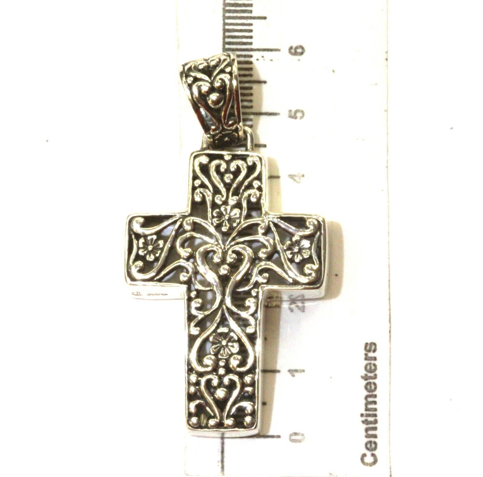 925 sterling silver large antique cross pendant 1… - image 6