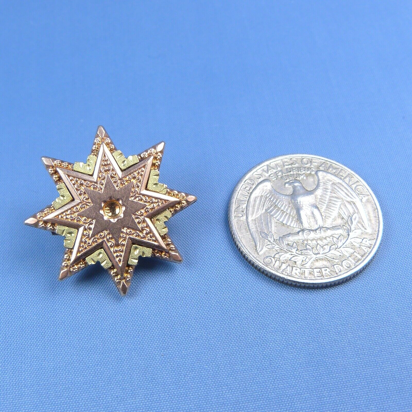 Victorian Gold Filled Two Tones Star Brooch / Ant… - image 6