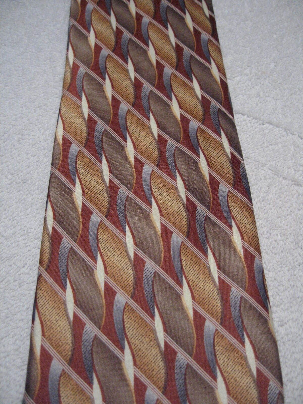 RENZO MENS TIE GOLD ORANGE GRAY BURNT ORANGE 3.75… - image 2