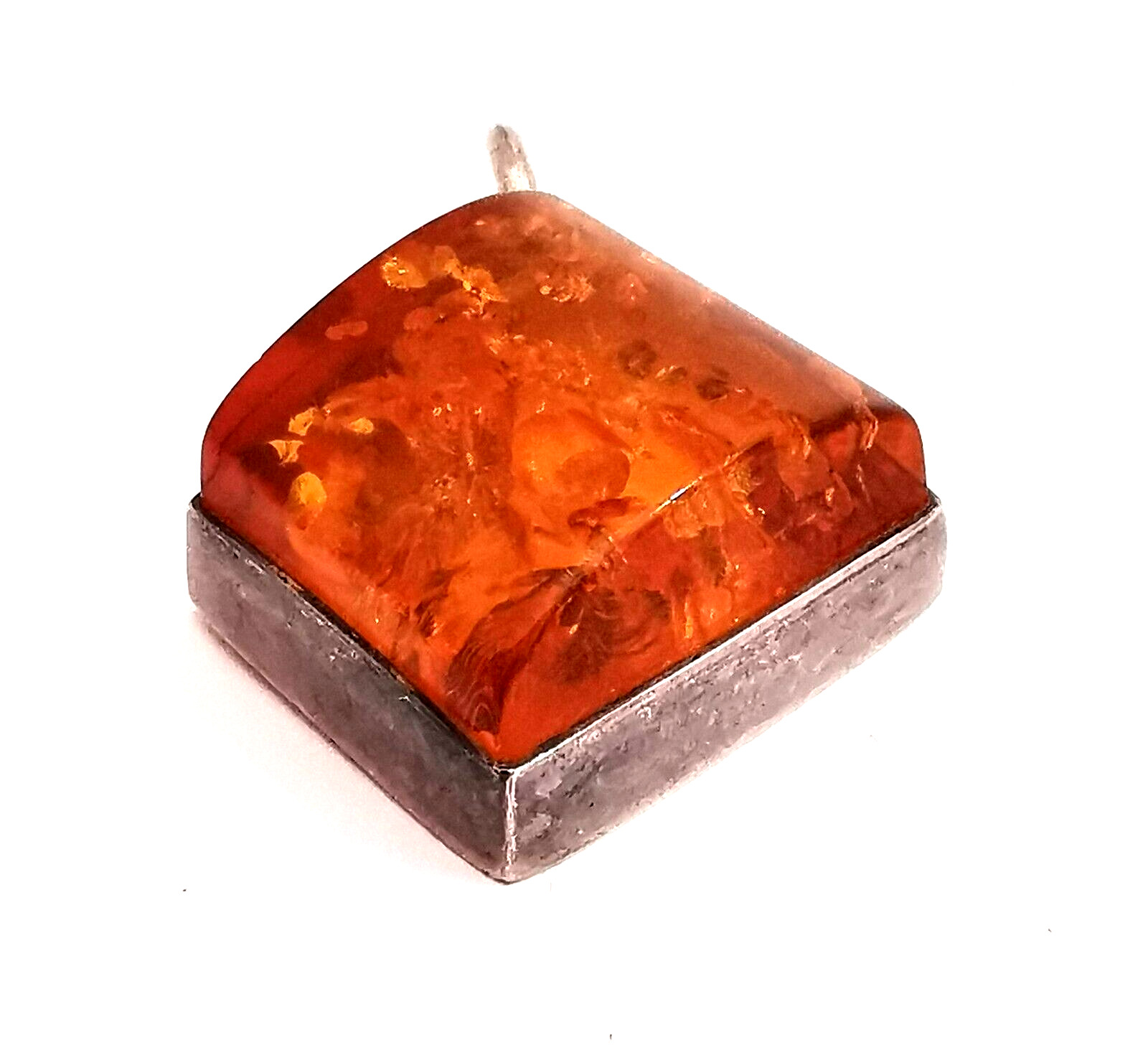 Baltic Amber Pendant Vintage Modernist Sterling S… - image 3