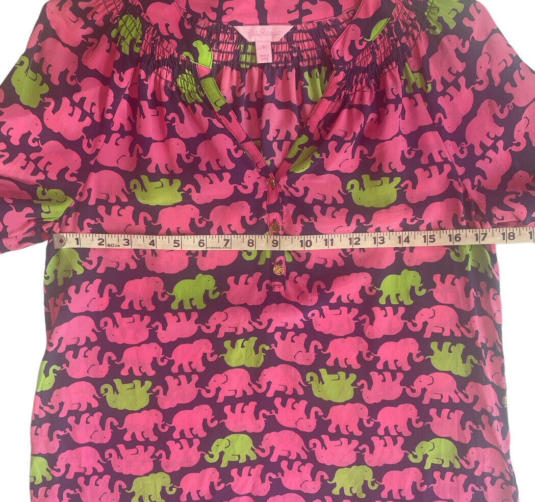 Lilly Pulitzer Silk Blouse Kissy Pink Tusk in Sun… - image 11