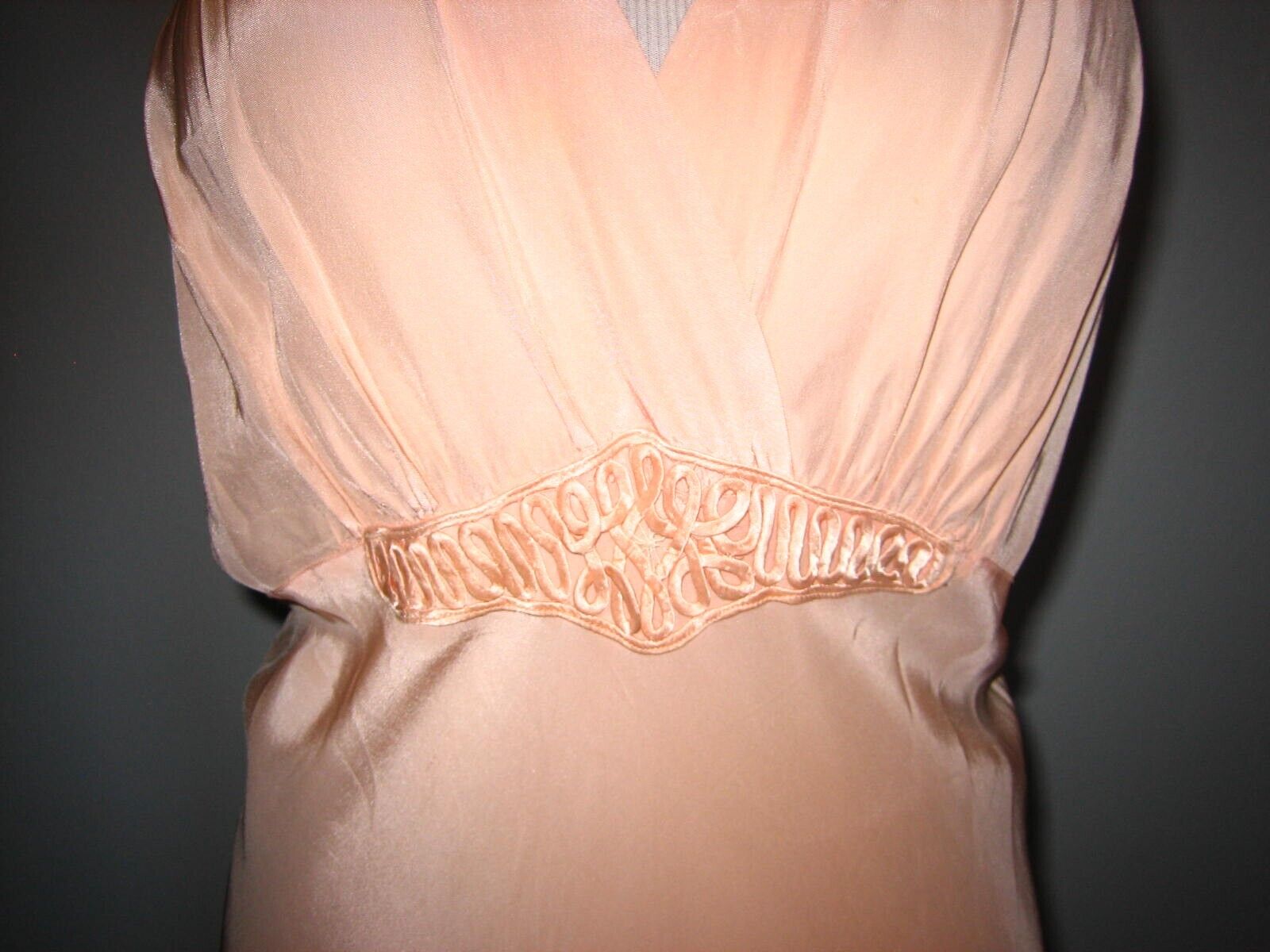 Lg. 1930's-40's,Silk,long vintage nightgown,peach… - image 14