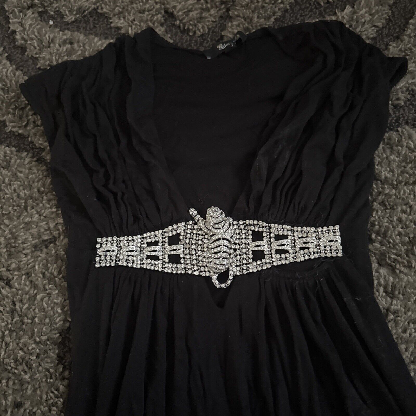 Sky Brand Black Dress Small With Rhinestone Detail - image 2