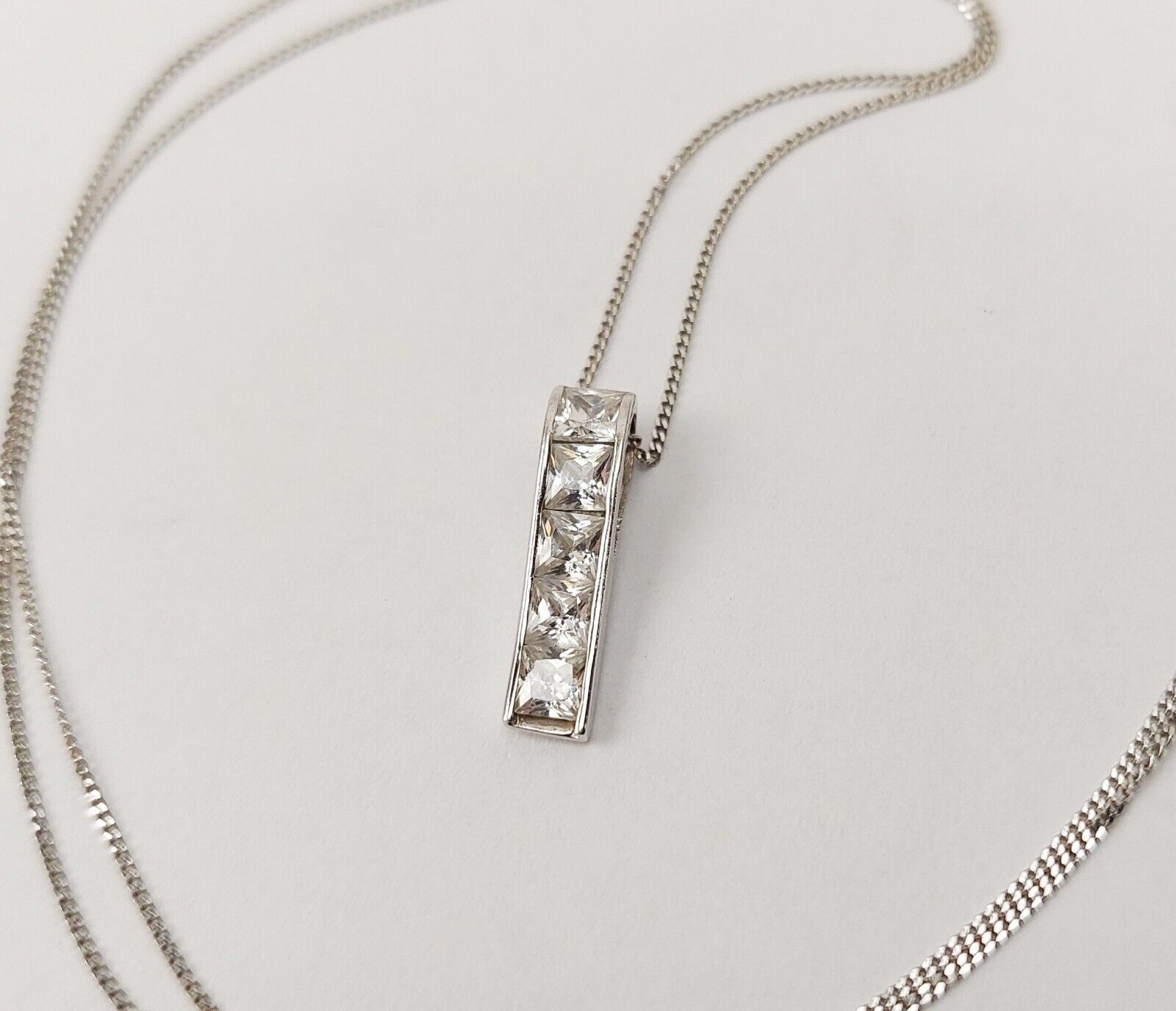 9ct White Gold Cubic Zirconia Pendant Necklace - image 2