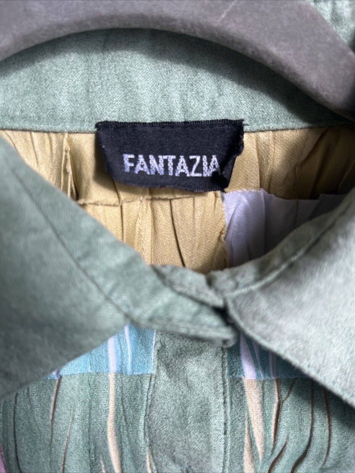 VTG Fantazia Shirt Jacket Basket Weave Faux Suede… - image 3