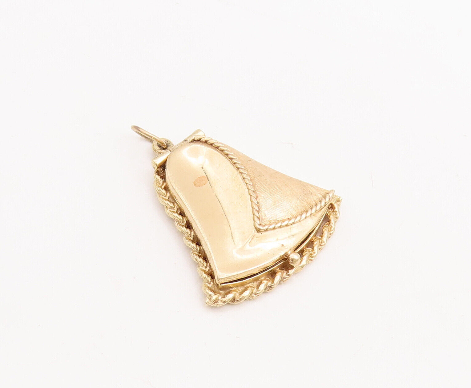 14K GOLD Vintage Pendant Solid Twisted Rope Carve… - image 2