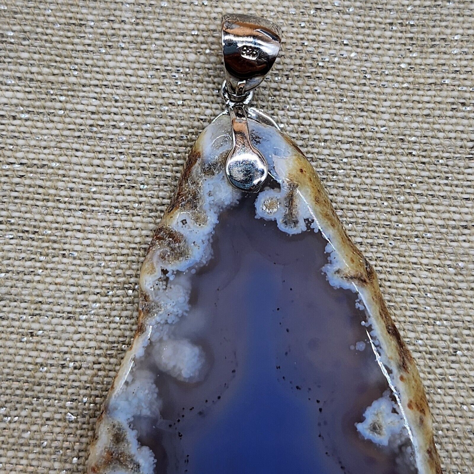 Sterling Silver 925 Ocean Blue/Lavender Agate Sli… - image 11