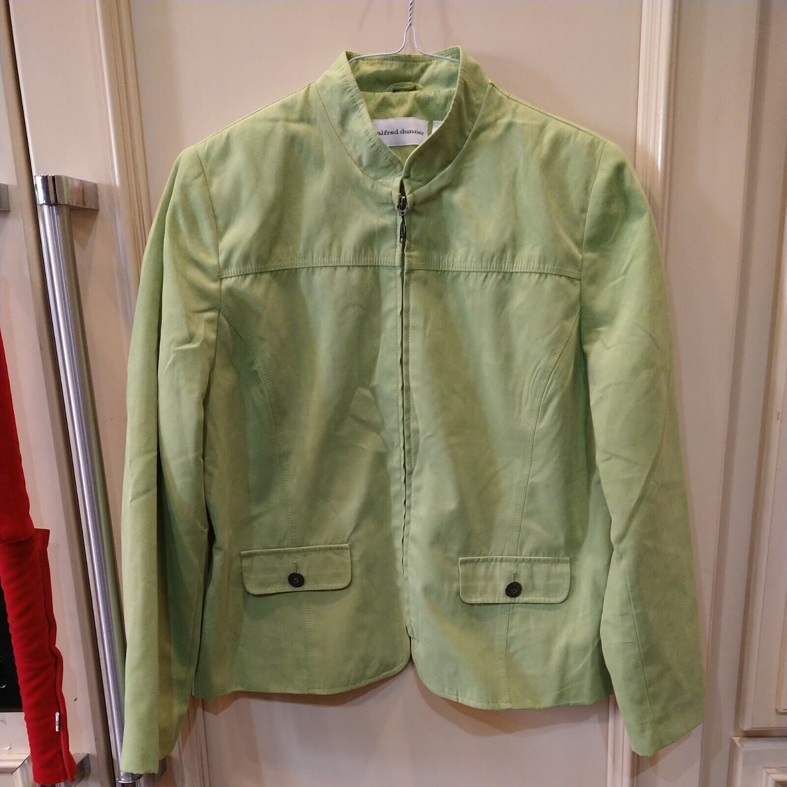 Alfred Dunner VTG Faux Suede Lime Green Full Zip … - image 1