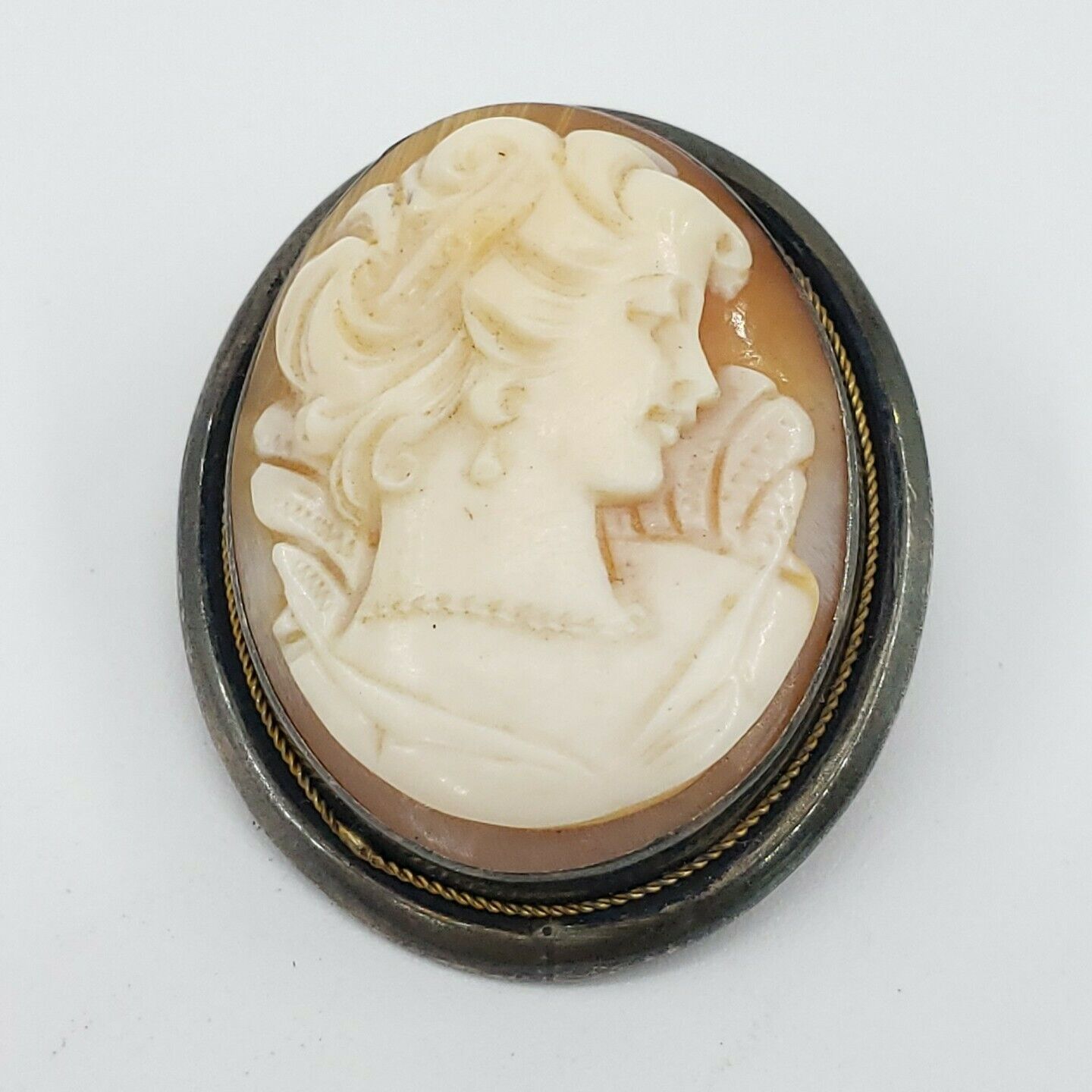 Sterling Silver Pin Brooch Pendant Cameo Victoria… - image 3